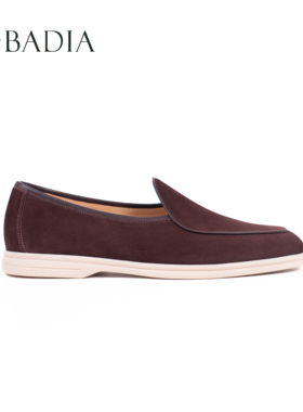 男款比利时乐福勃艮第酒红头层牛反绒皮天然橡胶底男鞋