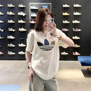 Adidas三叶草 男女运动休闲潮流民族风宽松短袖T恤 KW5670 KW5671
