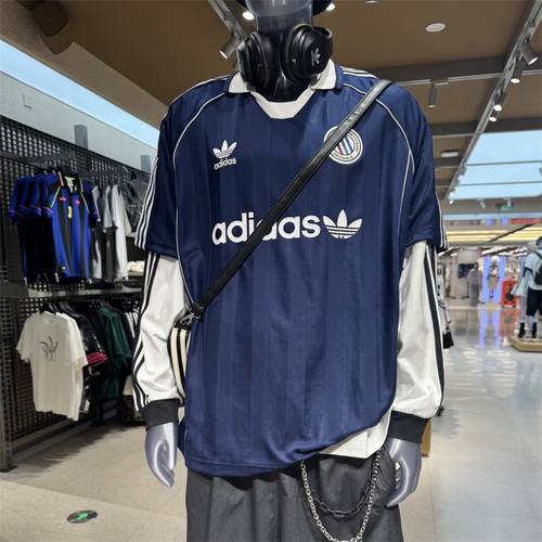 Adidas三叶草 男女运动休闲潮流复古宽松短袖T恤 KC0127 KC0128