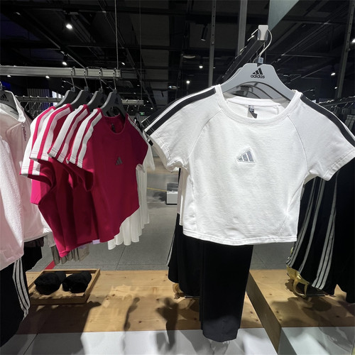 Adidas三叶草 女子运动休闲潮流经典修身短袖T恤 KS0278 KS0279