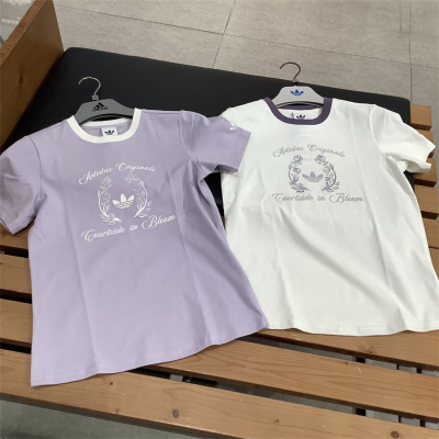 Adidas三叶草 女子运动休闲潮流复古学院风短袖T恤 KY5734 KY5735