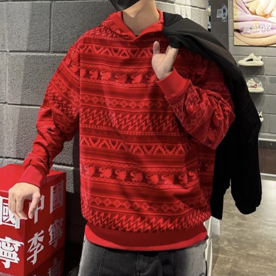 李宁 龙年日进斗金男女运动休闲潮流连帽宽松连帽卫衣帽衫AAEU001