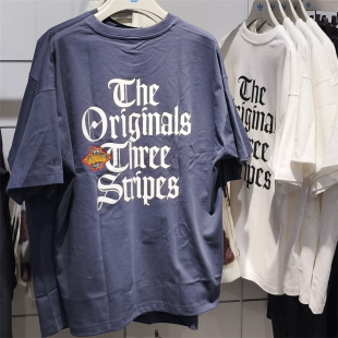 Adidas三叶草 男女运动休闲潮流印花宽松OG短袖T恤 KT3041 KT3042