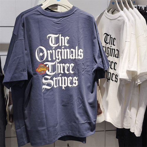 Adidas三叶草 男女运动休闲潮流印花宽松OG短袖T恤 KT3041 KT3042