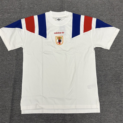 Adidas三叶草 日本队复古出场踩场热身服运动足球短袖T恤 KG0230