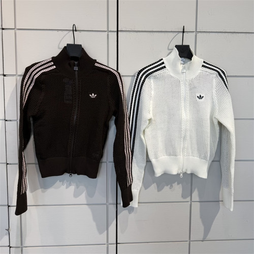 Adidas三叶草 女子运动休闲潮流针织网眼夹克外套 KE0202 KC6496