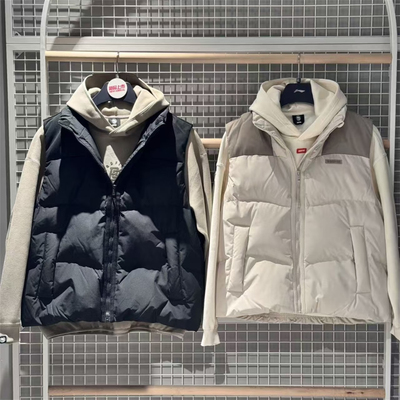 李宁 男子运动休闲潮流反伍保暖羽绒服背心马甲夹克外套 AMRV029