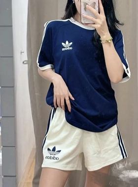Adidas三叶草 女子运动休闲潮流短袖T恤短裤IT9841 IR7465 IR7472