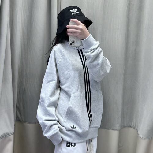 Adidas三叶草 秋冬男女运动休闲潮流针织连帽卫衣帽衫IP9484/9485