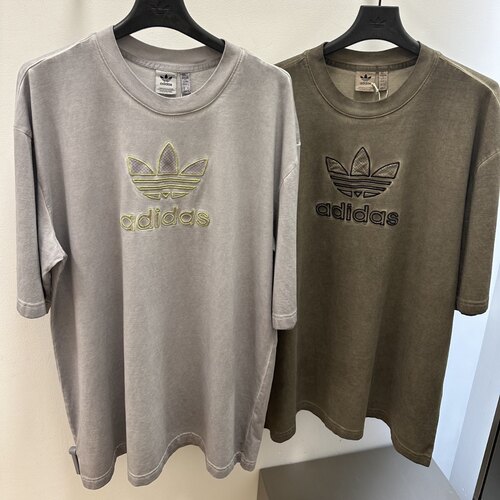 Adidas三叶草 运动休闲潮流复古做旧水洗短袖T恤 JM9248 JM9247