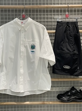 中国李宁 环保地球夏季男子运动休闲潮流宽松短袖衬衫T恤 ASHT029