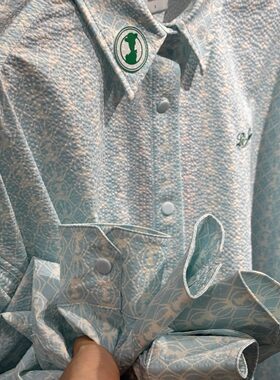 李宁 女子运动休闲潮流刺绣轻薄透气泡泡纱宽松长袖衬衫 AFDV314