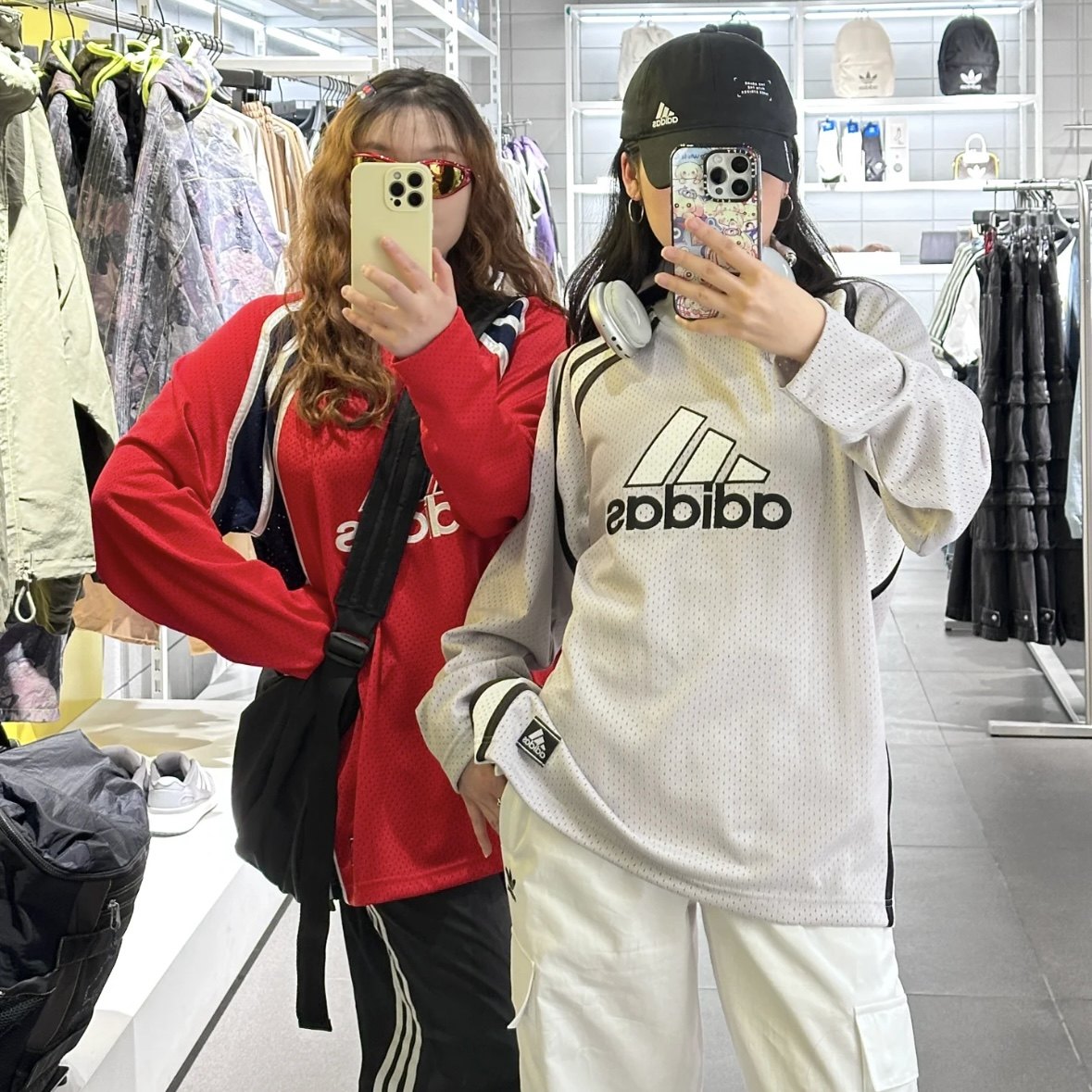 Adidas阿迪达斯 运动休闲潮流复古宽松网眼长袖T恤 JD5375 JD5376