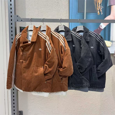 Adidas三叶草 运动休闲潮流新中式灯芯绒棉服外套 KQ5135 KR5066