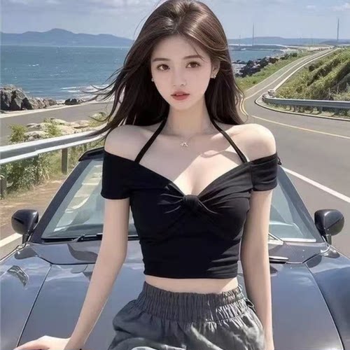 2026新款夏日绝美T恤女露肩辣妹