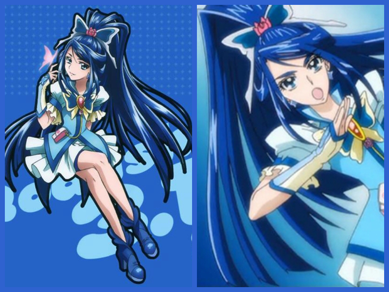 动漫cosplay假发套COS光之美少女水无月香恋马尾发环蓝色定制假毛