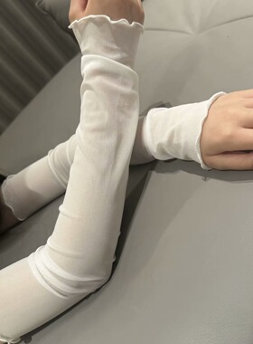 高弹长款防晒手袖冰丝蕾丝袖套女超仙透气性感打底网纱袖开车遮阳