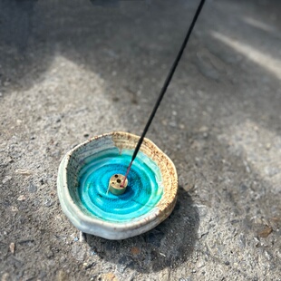 蓝冰陶瓷裂纹线香底座香插香托不规则随型香炉 疑是银河落九天