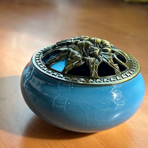 天空瓦蓝～陶瓷盘香炉家用线香插摆件室内熏香沉香艾草锥香薰香炉