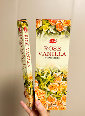 印度香HEM正品线香 ROSE VANILLA玫瑰香草竹签香原装进口香味持久