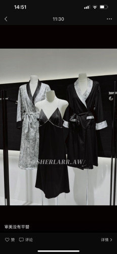 SHERLARR秋款冰丝睡衣男女情侣款家居服简约高级睡袍长袖长裤套装