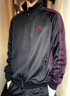新款NEEDLES Track限定Jacket复古条纹休闲夹克运动面料男女外套