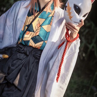 鬼灭之刃cos服水柱锖兔cos服装暗纹羽织暗纹里衣鬼杀队制服现货