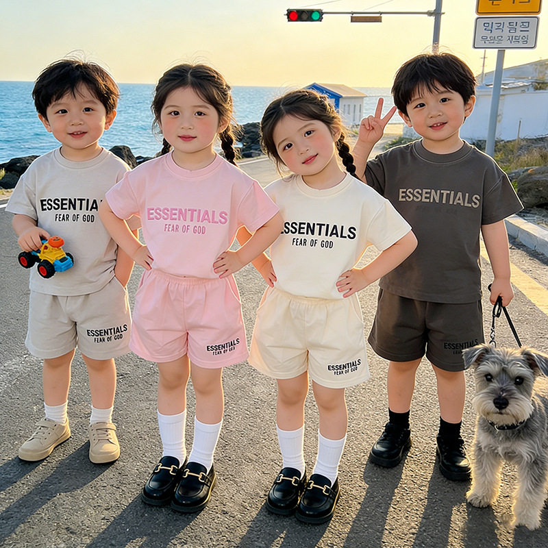 夏装儿童短袖套装字母印花男童短袖短裤两件套T恤宝宝夏天衣服潮图片