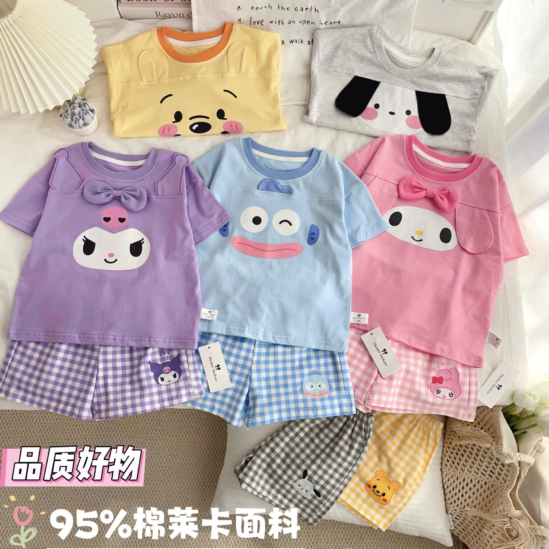 纯棉儿童短袖短裤套装可爱外出服夏季立体卡通可爱两件套休闲潮款