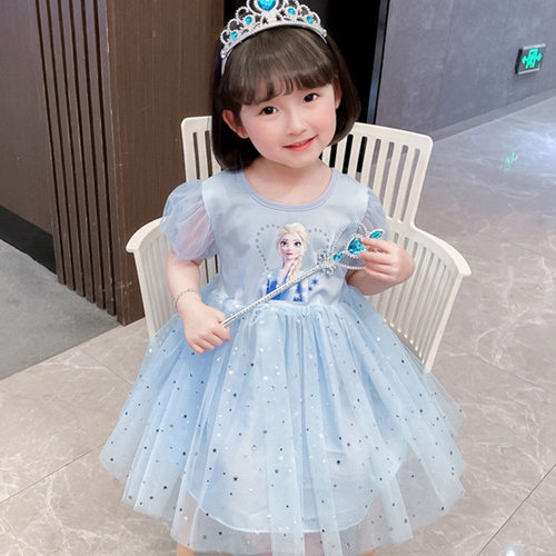 女童夏装爱莎公主裙冰雪奇缘女孩连衣裙宝宝爱沙新款可爱网纱裙子
