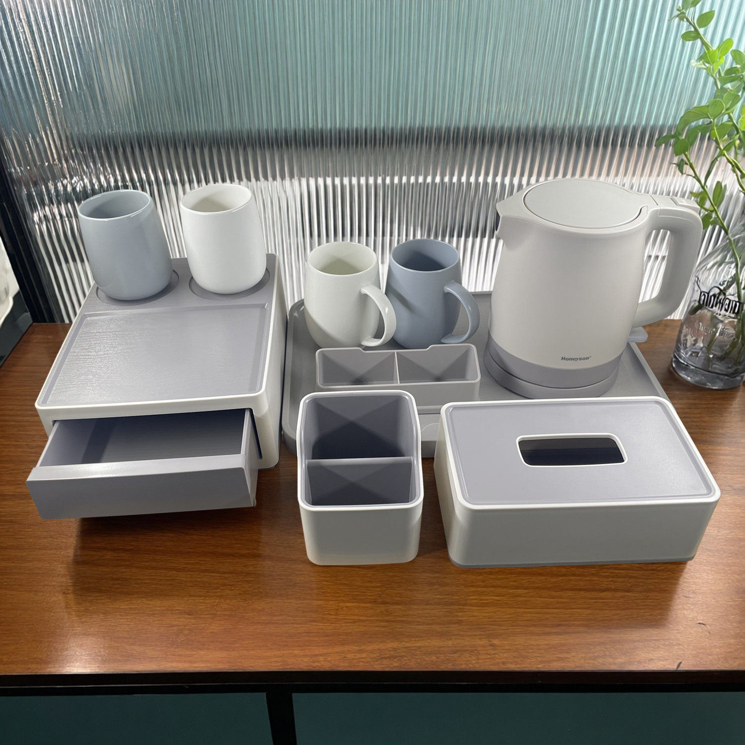 全季酒店电热水壶套装客房用品收纳盒托盘马克杯纸巾盒遥控茶叶盒,餐饮具,水具套装,淘宝优惠券,粉丝福利购,淘宝优惠卷