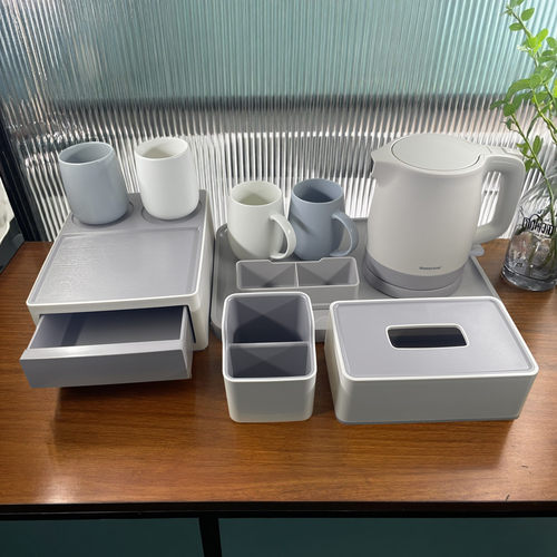 全季酒店电热水壶套装客房用品收纳盒托盘马克杯纸巾盒遥控茶叶盒