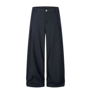 K358高街中性款复古老钱风纯色夏季凉感坠感设计男式宽松休闲西裤
