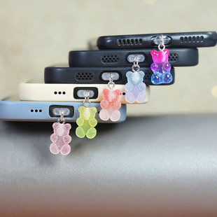 可爱小熊手机防尘塞磨砂小熊猫情侣挂件学生DIY手链配件抖音网红