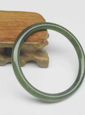 天然新疆和田玉青白玉手镯青海料湖水绿女款细条玉石圆条叮当镯