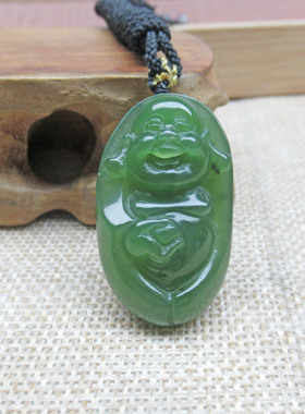 和田玉碧玉佛公吊坠女款