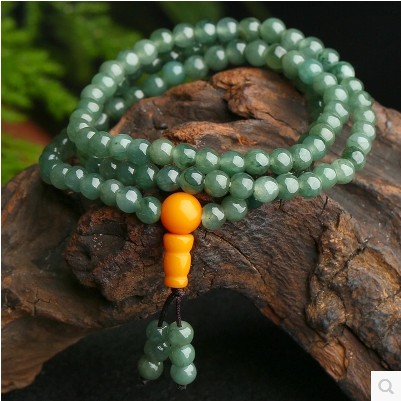天然油青佛珠缅甸a货翡翠手串