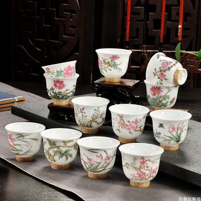 景德镇陶瓷十二花神杯12茶杯品茗