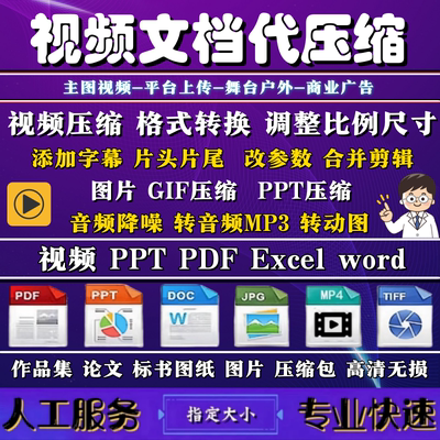 ppt pdf word视频无损压缩转mp4格式GIF改尺寸Excel图片文件大小