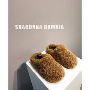 女羊皮毛一体包头厚底男女外穿懒人拖鞋 毛毛拖鞋 25秋冬新款 新品