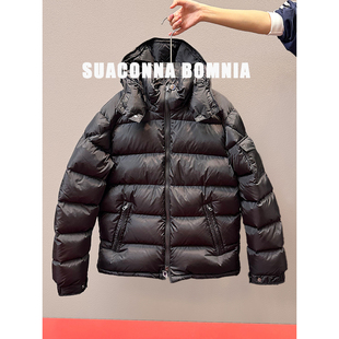 鼎版~maya加厚白鹅绒短款黑色哑光外套连帽男女同款经典羽绒服