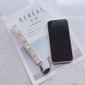 Lo独立手作纯棉刺绣绣花手机绳防摔带子手腕绳带微单拍立得配件