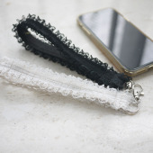 原创小众设计手工自制蕾丝手腕带子复古手拎手机链挂件手腕带貌美