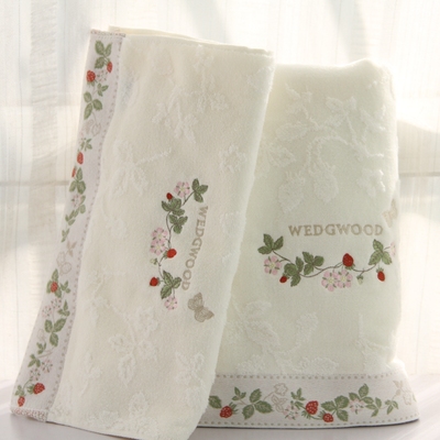 英wed*wood纯棉毛巾小浴巾可配套装柔软长绒棉无捻纱精美草莓刺绣