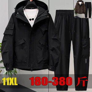 入秋11XL360斤加肥加大工装酷帅男士穿搭一整套多口袋遮肉显瘦