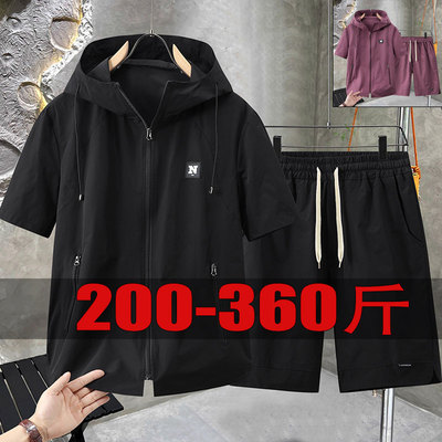 连帽拉链短袖t恤学生大码半截袖