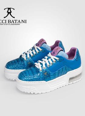 Scabal联名BucciBatani搭配鳄鱼皮手工轻奢情侣款板鞋