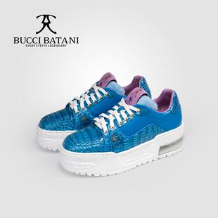 Scabal联名BucciBatani搭配鳄鱼皮手工轻奢情侣款板鞋