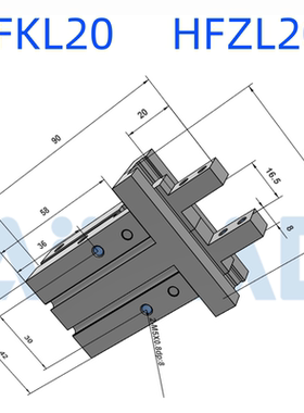 亚德客型导轨加长通孔安装气动手指气缸HFKL/HFZL10/16N/20N/25N