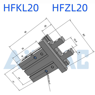 亚德客型导轨加长通孔安装气动手指气缸HFKL/HFZL10/16N/20N/25N